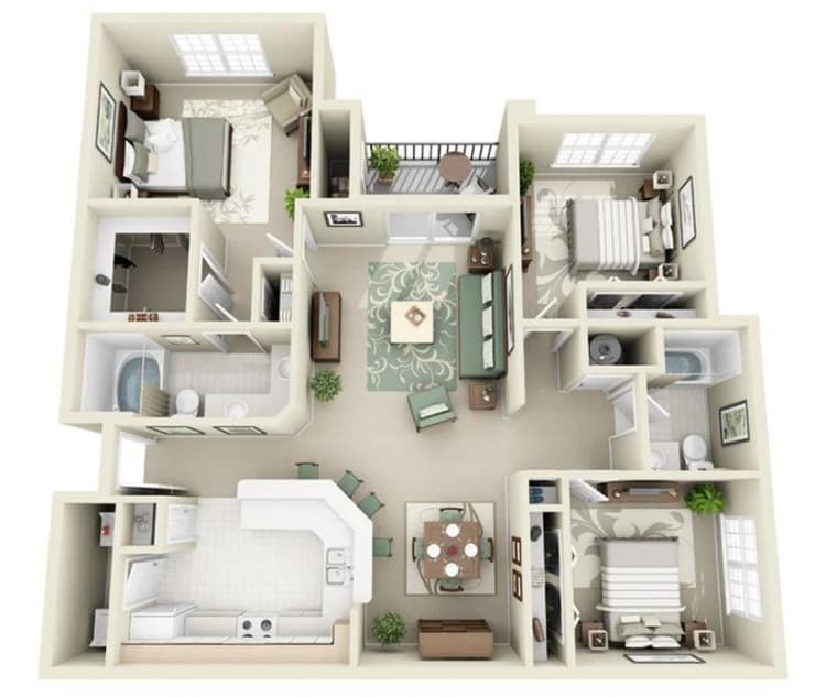Louisville apartments for rent - image - 3 Bedroom | 2 Bath | 1279 SF