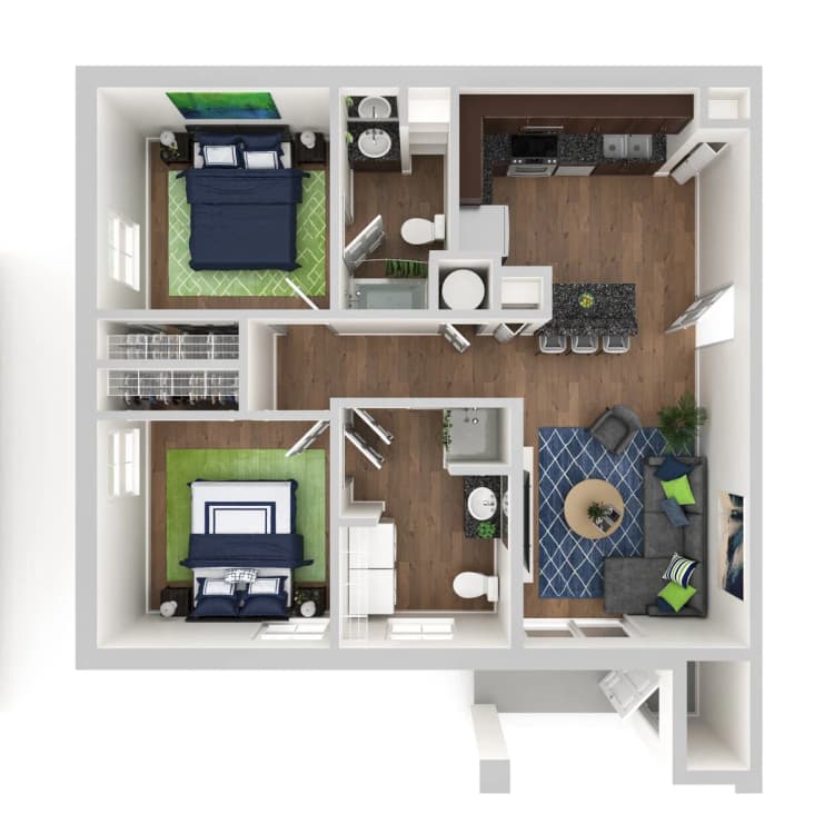Louisville apartments for rent - image - 2 Bedroom, 2 Bath - 983 sq ft