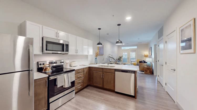 Louisville apartments for rent - image - Galley kitchen with stainless steel appliances
