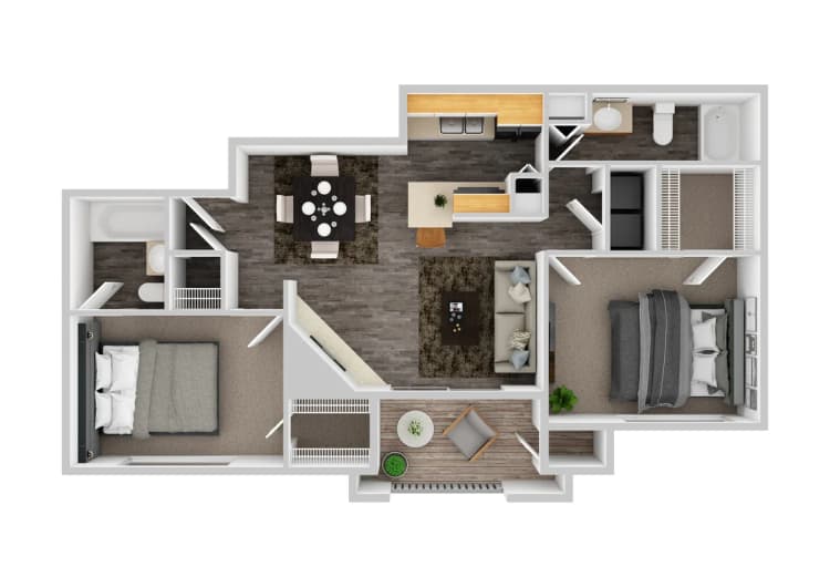 Louisville apartments for rent - image - B1 | 2BD, 2BA | 887SF
