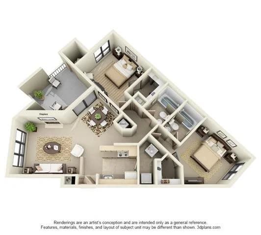Louisville apartments for rent - image - B2 | 2BD, 2BA | 1048SF