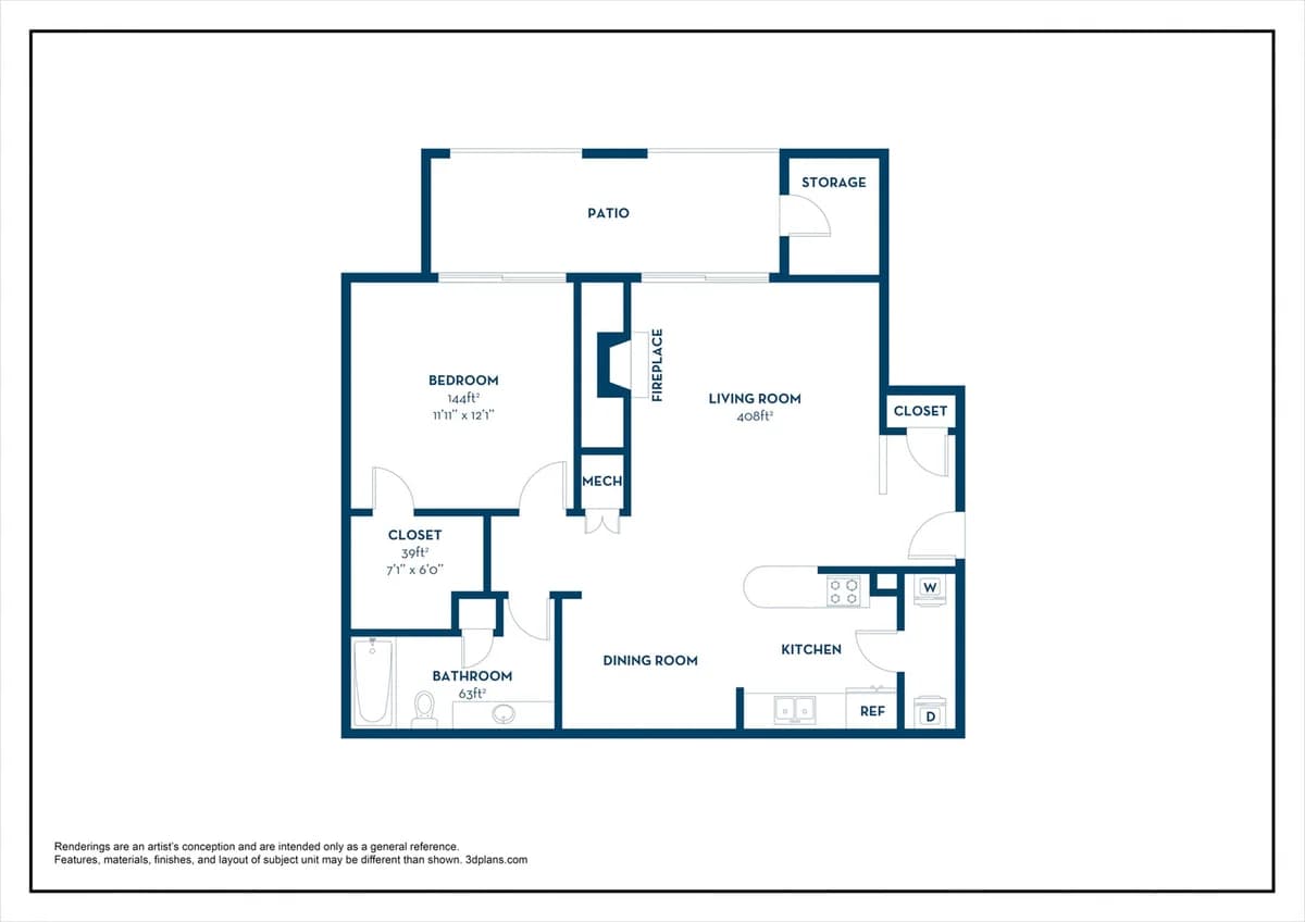 Louisville apartments for rent - image - A1 | 1BD, 1BA | 786SF