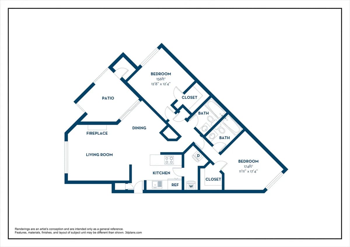 Louisville apartments for rent - image - B2 | 2BD, 2BA | 1048SF