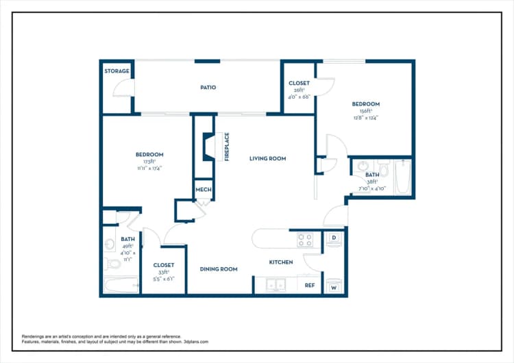 Louisville apartments for rent - image - B1 | 2BD, 2BA | 1039SF