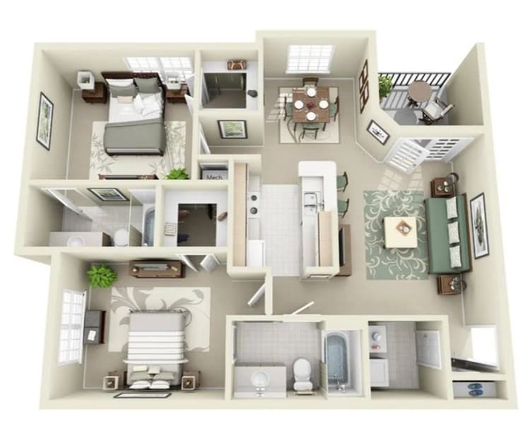Louisville apartments for rent - image - 2 Bedroom | 2 Bath | 981 SF