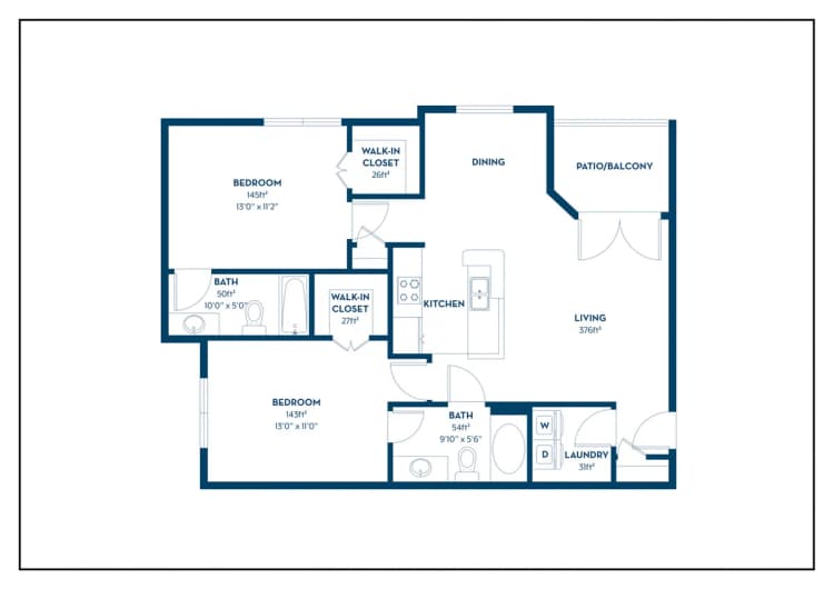 Louisville apartments for rent - image - 2A | 2BD, 2BA | 981SF