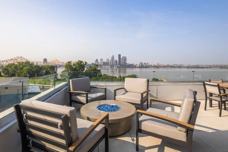 Louisville apartments for rent - image - Rooftop fire pit lounge with riverfront views