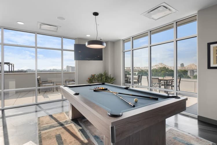 Louisville apartments for rent - image - Recreation room with pool table and outdoor terrace