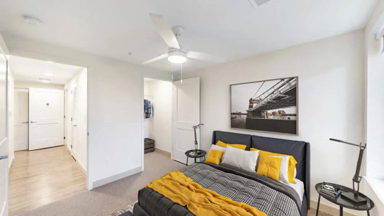 Louisville apartments for rent - image - Spacious bedroom with modern finishes and hardwood flooring