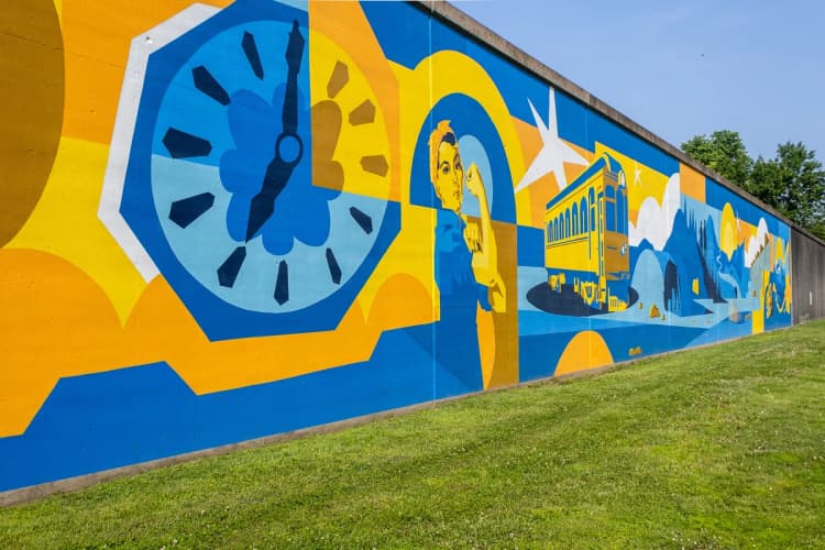 Louisville apartments for rent - image - Colorful community mural with abstract designs