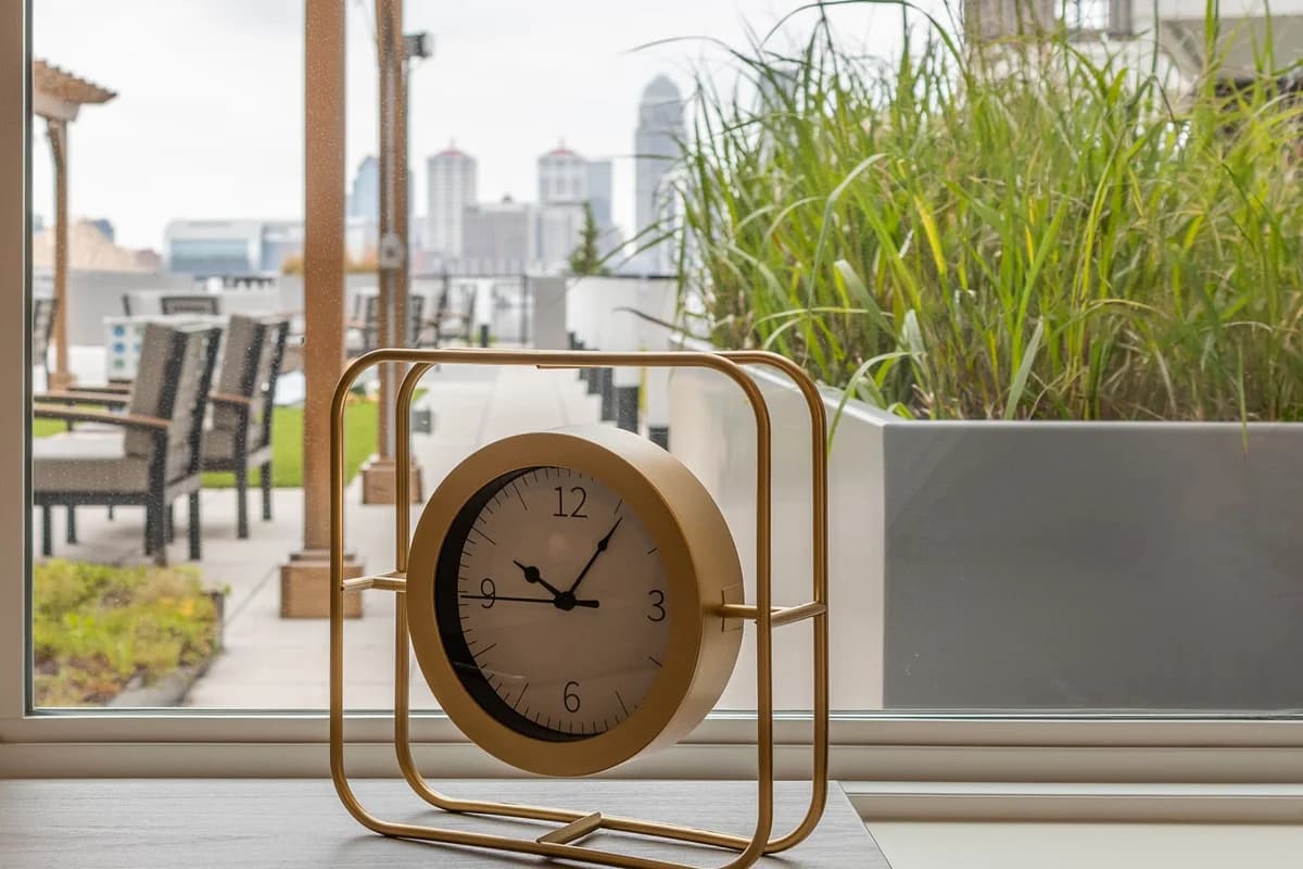 Louisville apartments for rent - image - Gold desk clock with modern frame design